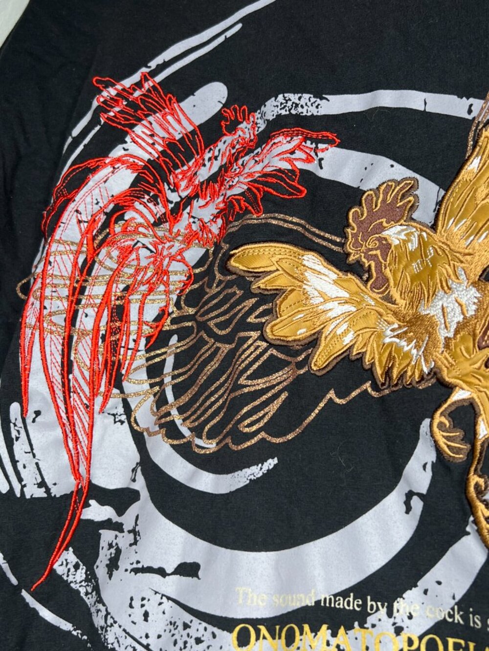 Vintage Raw Blue Embroidered Gold and Red Short Sleeve Graphic Tee Size 2XL - Picture 6 of 12